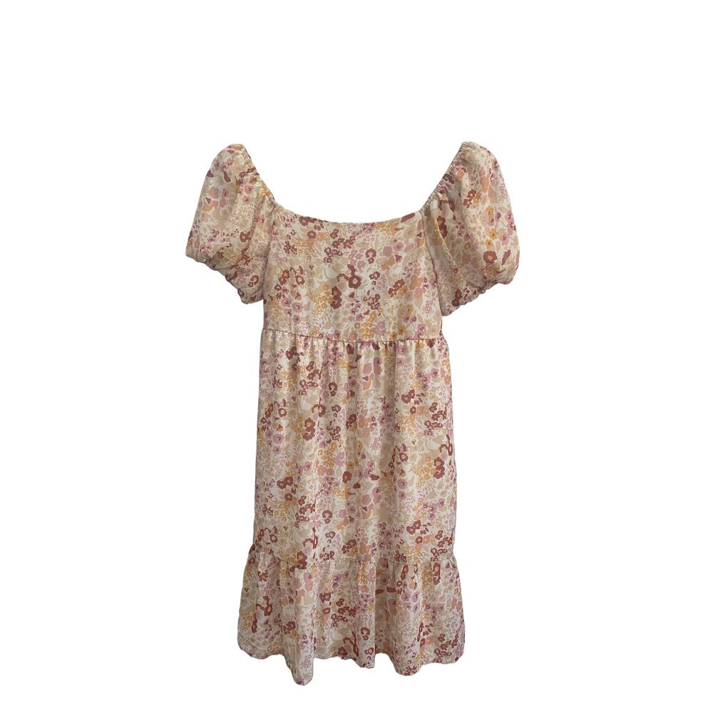 Franki by Francesca's Kids Floral Leopard Puff Sleeve Tie Back Dress‎ Size 14